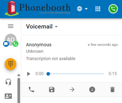 Phonebooth voicemail interface